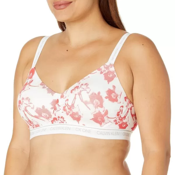 Calvin Klein Womens CK One Cotton Lightly Lined BraletteLilium Printstrawberry Shake