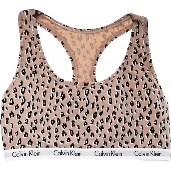 Calvin Klein Womens Carousel Logo BraletteCheetah Shadow Honey Almond