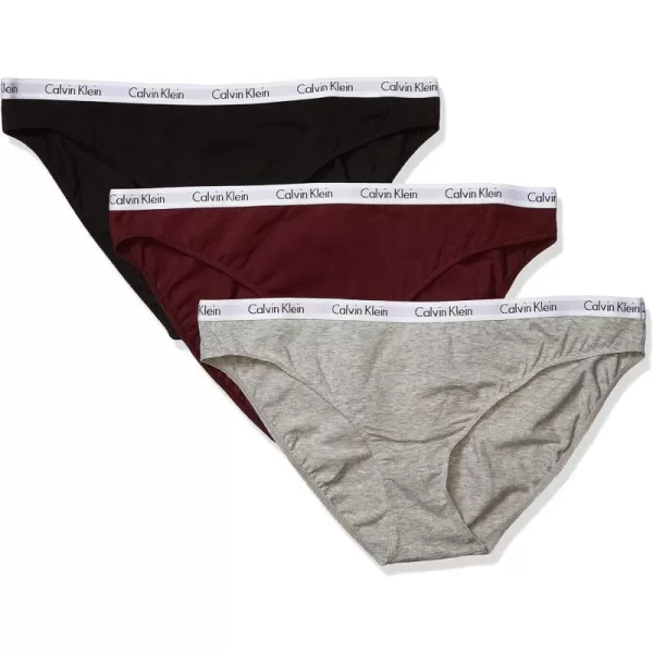 Calvin Klein Womens Carousel Logo Cotton Stretch Bikini Panties 3 Pack3 BlackGrey HeatherPhoebe