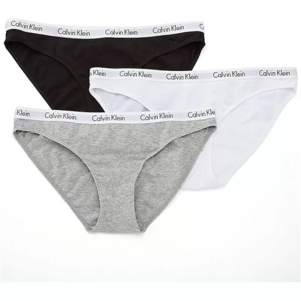 Calvin Klein Womens Carousel Logo Cotton Stretch Bikini Panties 3 Pack3 BlackWhiteGrey