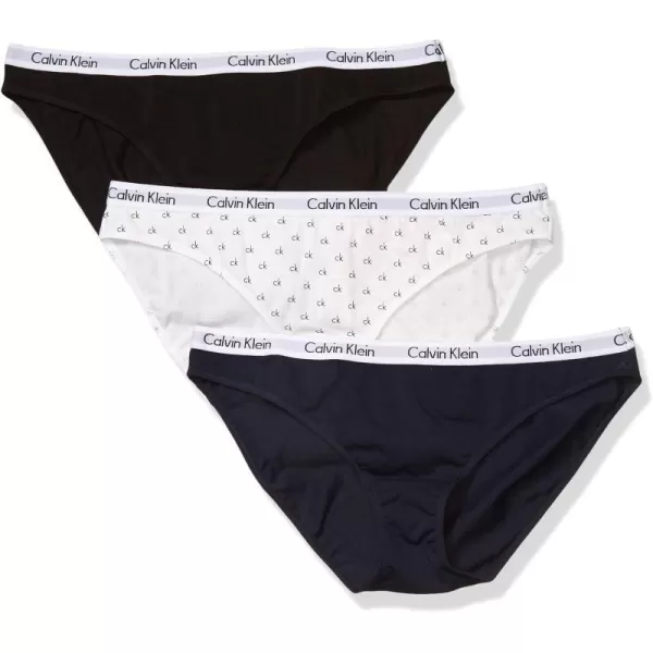 Calvin Klein Womens Carousel Logo Cotton Stretch Bikini Panties 3 Pack3 BlackWhiteLogo