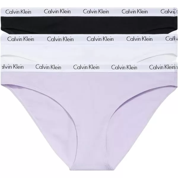 Calvin Klein Womens Carousel Logo Cotton Stretch Bikini Panties 3 Pack3 BlackWhitePastel Lilac