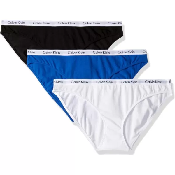 Calvin Klein Womens Carousel Logo Cotton Stretch Bikini Panties 3 Pack3 BlackWhiteStellar