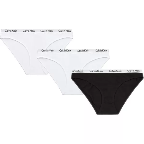 Calvin Klein Womens Carousel Logo Cotton Stretch Bikini Panties 3 Pack3 BlackWhiteWhite