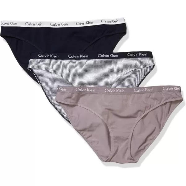 Calvin Klein Womens Carousel Logo Cotton Stretch Bikini Panties 3 Pack3 Blue Multi