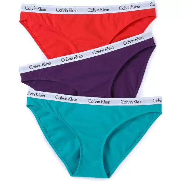 Calvin Klein Womens Carousel Logo Cotton Stretch Bikini Panties 3 Pack3 BreezePlum TerryIgnite