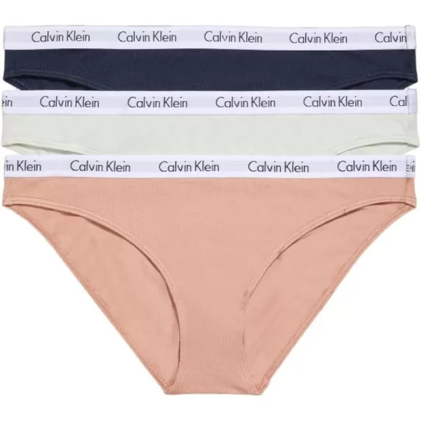 Calvin Klein Womens Carousel Logo Cotton Stretch Bikini Panties 3 Pack3 Canary GreenStone GreyBlueberry