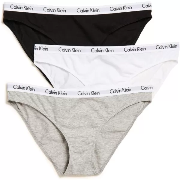 Calvin Klein Womens Carousel Logo Cotton Stretch Bikini Panties 3 PackBlackWhiteGrey