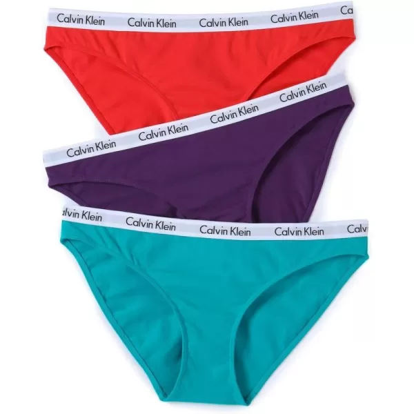 Calvin Klein Womens Carousel Logo Cotton Stretch Bikini Panties 3 PackBreezePlum TerryIgnite