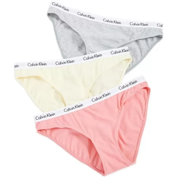 Calvin Klein Womens Carousel Logo Cotton Stretch Bikini Panties 3 PackPomeloPolar LightGrey Heather