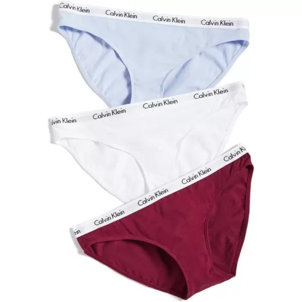 Calvin Klein Womens Carousel Logo Cotton Stretch Bikini Panties 3 PackRaspberry JamDusty PeriwinkleWhim