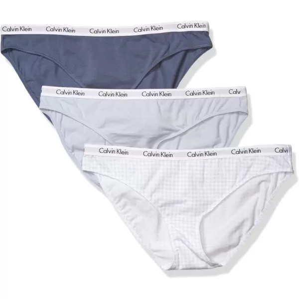 Calvin Klein Womens Carousel Logo Cotton Stretch Bikini Panties 3 PackSpring BlueScorched DenimGingham