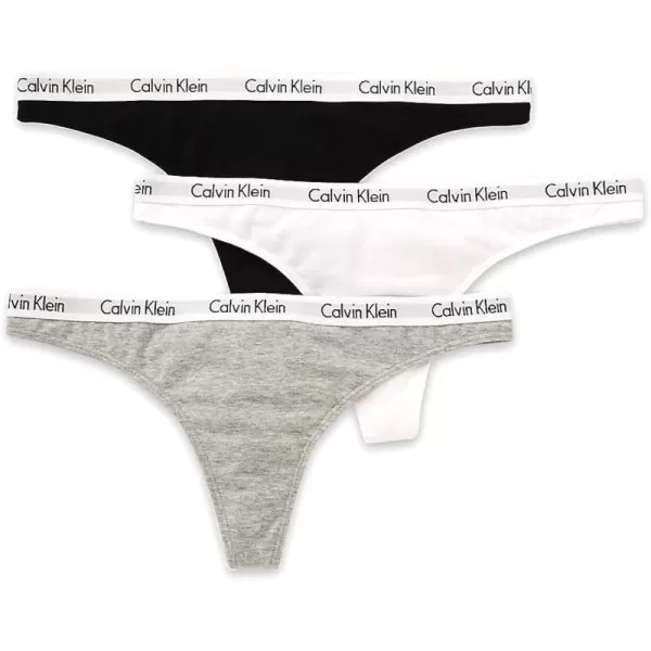 Calvin Klein Womens Carousel Logo Cotton Thong Multipack Panty3 BlackWhiteGrey