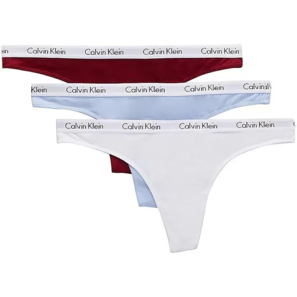 Calvin Klein Womens Carousel Logo Cotton Thong Multipack Panty3 Raspberry JamDusty PeriwinkleWhite