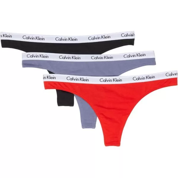 Calvin Klein Womens Carousel Logo Cotton Thong Multipack Panty3 Tuscan Terra CottaLilac BudBlack