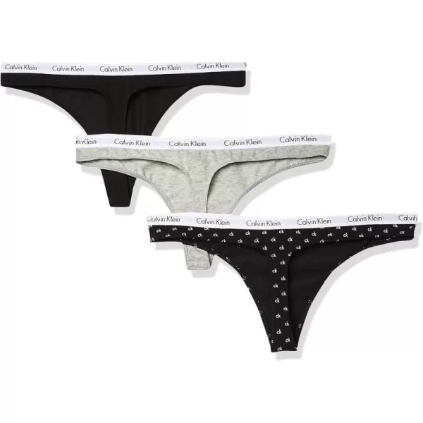 Calvin Klein Womens Carousel Logo Cotton Thong Multipack PantyAll Mini Ck