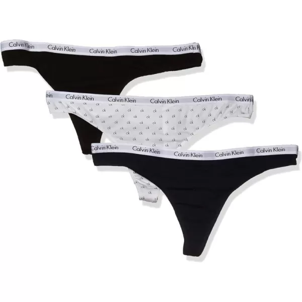 Calvin Klein Womens Carousel Logo Cotton Thong Multipack PantyBlackShorelineCk Logo