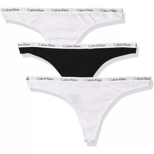 Calvin Klein Womens Carousel Logo Cotton Thong Multipack PantyBlackWhiteWhite