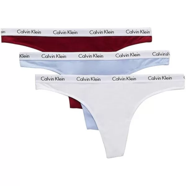 Calvin Klein Womens Carousel Logo Cotton Thong Multipack PantyRaspberry JamDusty PeriwinkleWhite