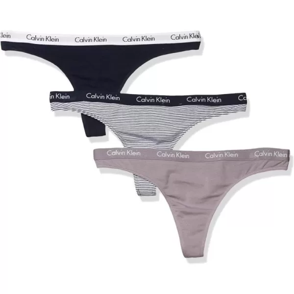 Calvin Klein Womens Carousel Logo Cotton Thong Multipack PantyUtopiaShorelineFeeder Stripe