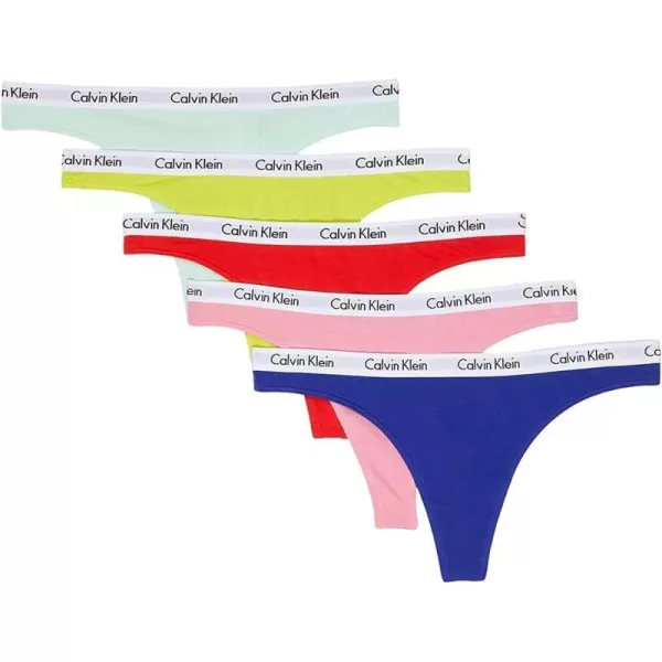 Calvin Klein Womens Carousel Logo Pride Cotton Stretch Thong Panties 5 Pack5 Violet DreamRosey DreamTuscan Terra CottaCitrinaCucumber Crush