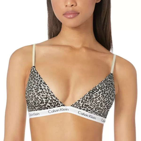 Calvin Klein Womens Carousel Triangle BraletteExquisite Leopard Whisper White