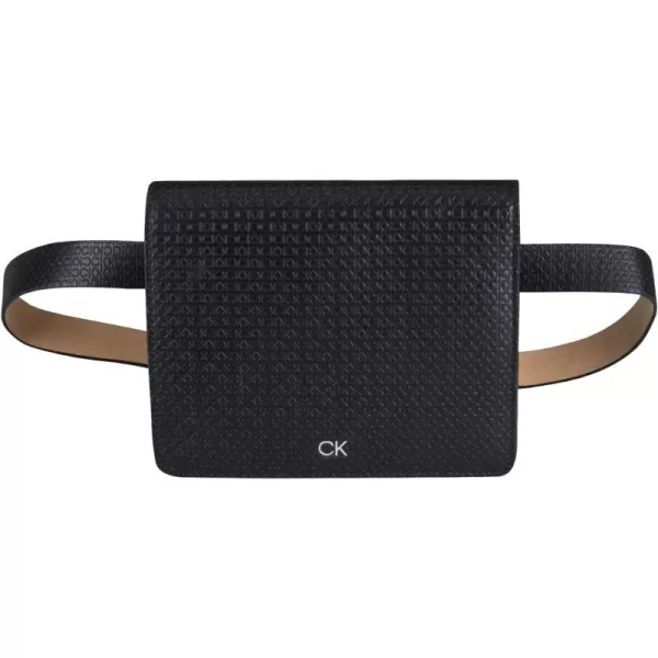 Calvin Klein Womens Casual Fashion Removable Belt BagBlack Embossed