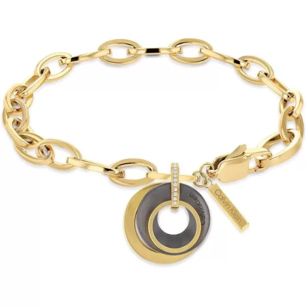 Calvin Klein Womens Chain Bracelet Contemporary Design with Magnetic Oval Closure in Industrial MetalsGold Plated