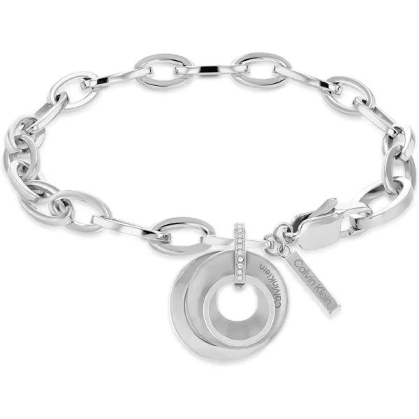 Calvin Klein Womens Chain Bracelet Contemporary Design with Magnetic Oval Closure in Industrial MetalsSilver