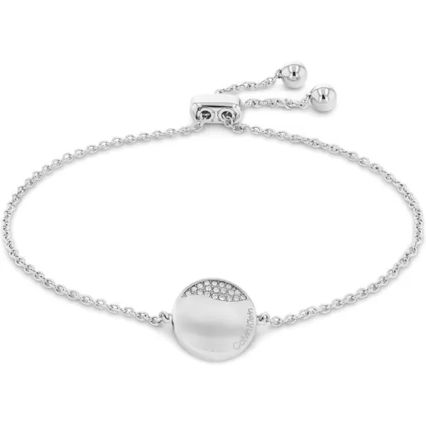 Calvin Klein Womens Chain Bracelet Elegant Minimalism with Adjustable Circular Design and Crystal SettingsSilver