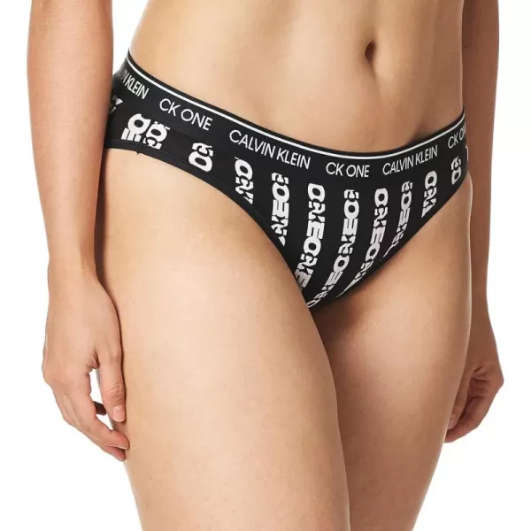 Calvin Klein Womens Ck One Cotton Bikini PantyOne Logo Stripe Black