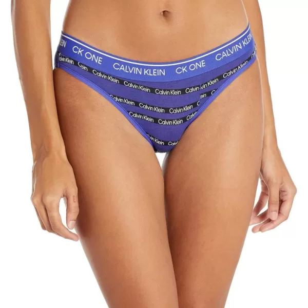 Calvin Klein Womens Ck One Cotton Bikini PantyStaggered Stripes Logo Printclematis