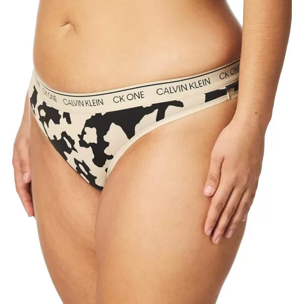 Calvin Klein Womens Ck One Cotton Thong PantyCut Out Printcharming Khaki