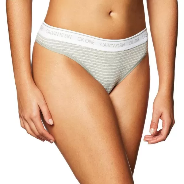 Calvin Klein Womens Ck One Cotton Thong PantyGrey Heather Cozy Stripe