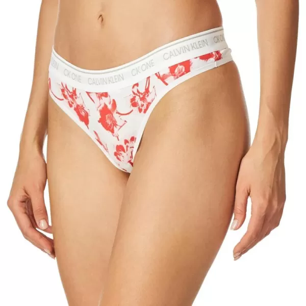 Calvin Klein Womens Ck One Cotton Thong PantyLilium Printstrawberry Shake