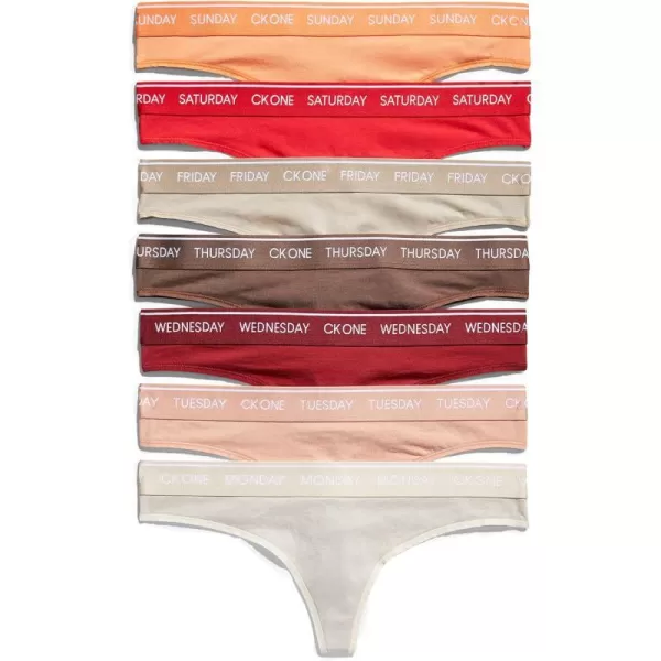 Calvin Klein Womens Ck One Cotton Thong PantyTapiocaGentileRed CarpetBright CamelTuffetExactSoft Orange