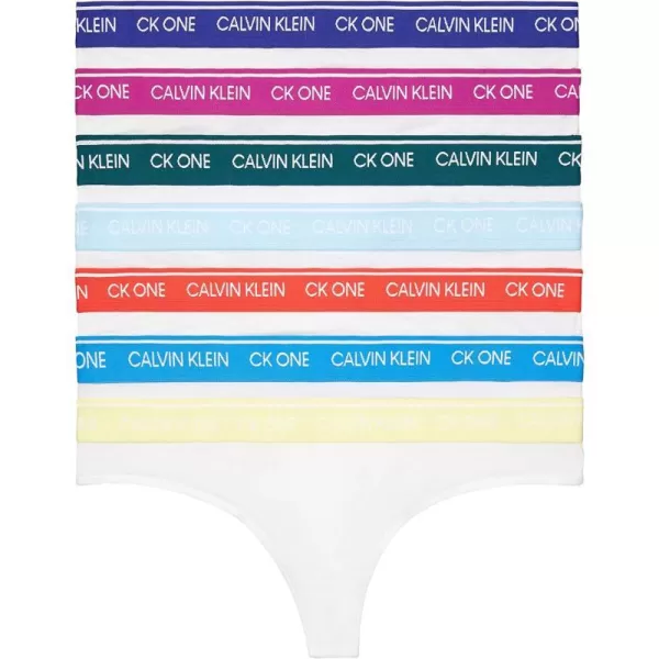 Calvin Klein Womens Ck One Cotton Thong PantyWhite Bodiesblue FlannelMaya BluePop YellowPlump PlumDeep Sky BlueWave Light RedFoggy Blue