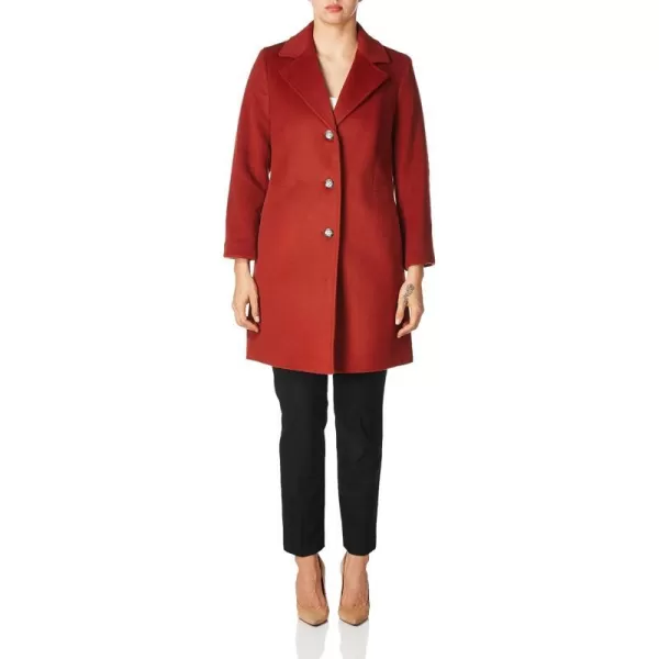 Calvin Klein Womens Classic Cashmere Wool Blend CoatChili Pepper