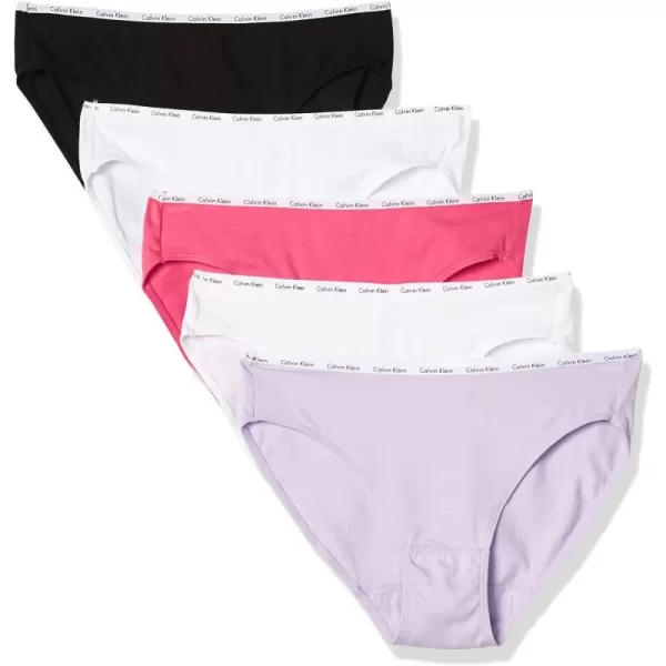 Calvin Klein Womens Cotton Stretch Logo Bikini Panties MultipackWhiteBlackLovelyElectric Pink 5