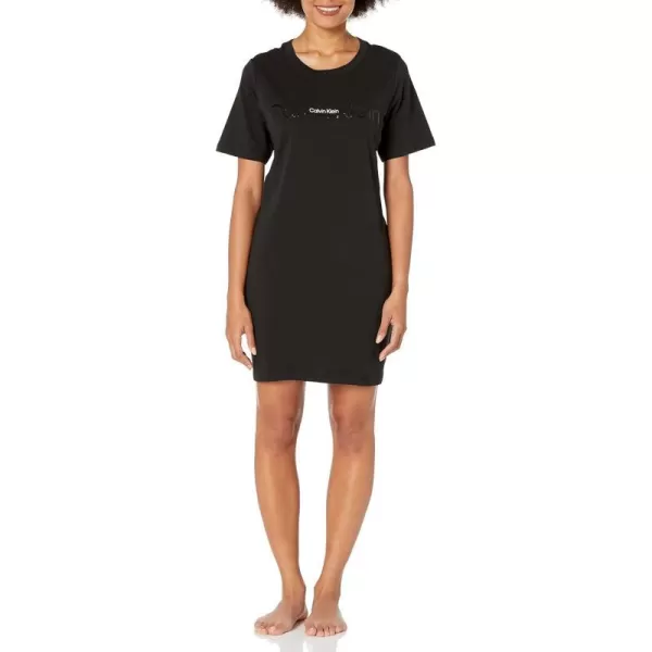 Calvin Klein Womens Embossed Icon Lounge Short Sleeve NightshirtBlack