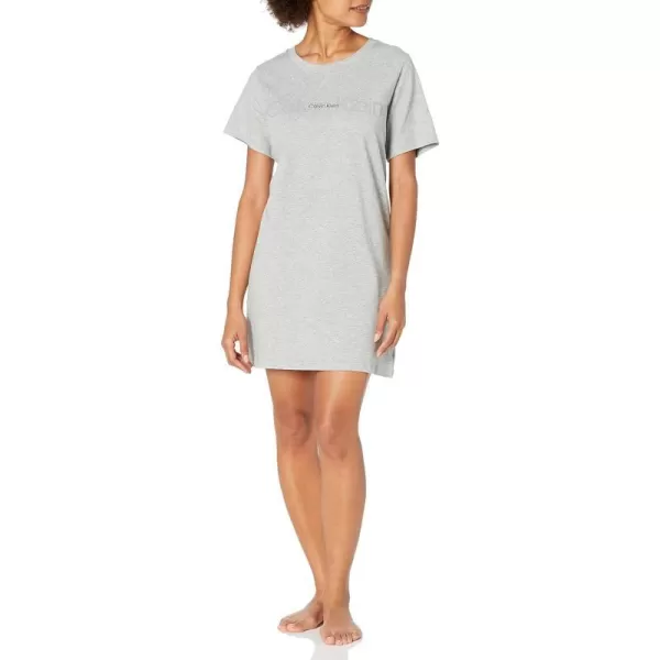 Calvin Klein Womens Embossed Icon Lounge Short Sleeve NightshirtGrey Heather