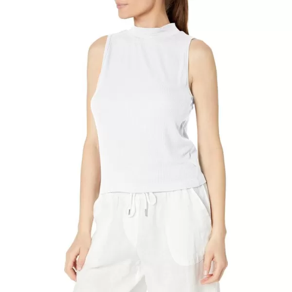 Calvin Klein Womens Everyday Embrodery Monogram Cropped SS Short Sleeve Mock NeckWhite