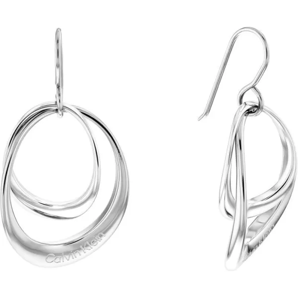 Calvin Klein Womens Fishy Earrings Distinctive Contours in Polished Finish for Elegant StyleSilver