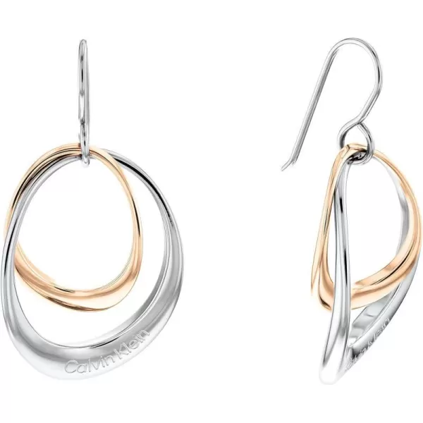 Calvin Klein Womens Fishy Earrings Distinctive Contours in Polished Finish for Elegant StyleTwo Tone