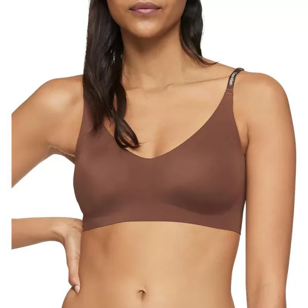 Calvin Klein Womens Invisibles Comfort Lightly Lined Seamless Wireless Triangle Bralette BraChestnut