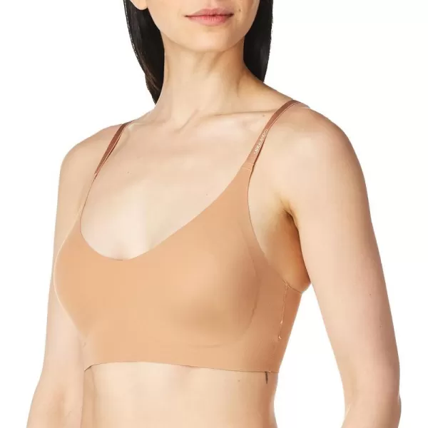 Calvin Klein Womens Invisibles Comfort Lightly Lined Seamless Wireless Triangle Bralette BraLight Chestnut