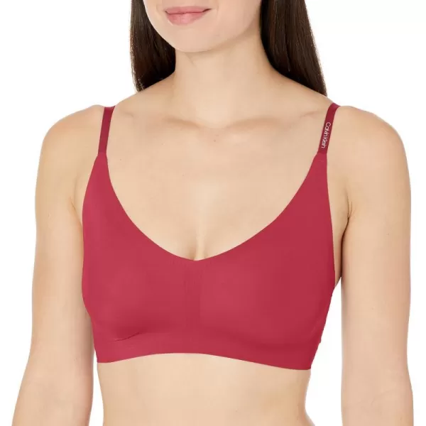 Calvin Klein Womens Invisibles Comfort Lightly Lined Seamless Wireless Triangle Bralette BraRed Carpet