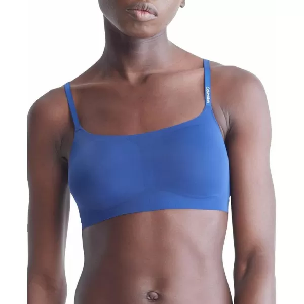 Calvin Klein Womens Invisibles Comfort Seamless Adjustable Skinny Strap Bralette BraBlue Depths