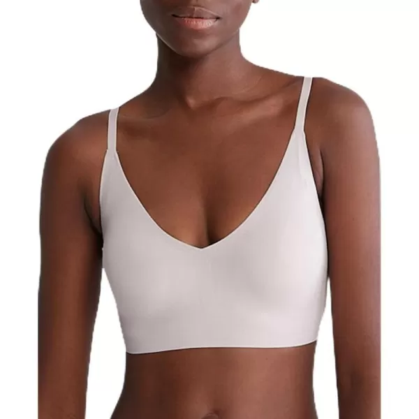 Calvin Klein Womens Invisibles Comfort Seamless Lightly Lined V Neck Bralette BraCloud Gray