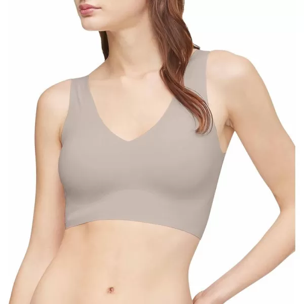 Calvin Klein Womens Invisibles Comfort Seamless Lightly Lined V Neck Bralette BraGrey Heather